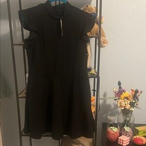 Francesca's Collections Black Midi Dress with Flutter Sleeves